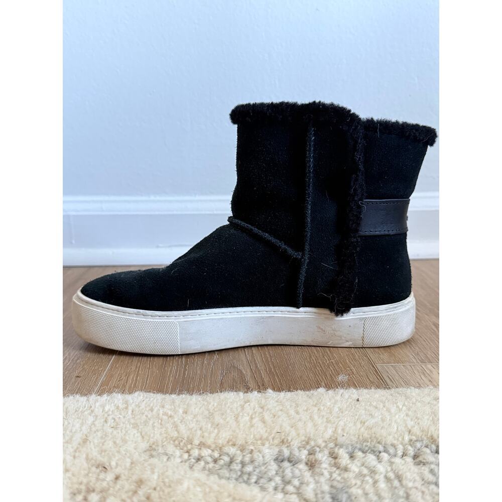 UGG Aika Boot Trainers Black Suede Shearling Buckle Platform Boots Size 7 - Picture 5 of 9